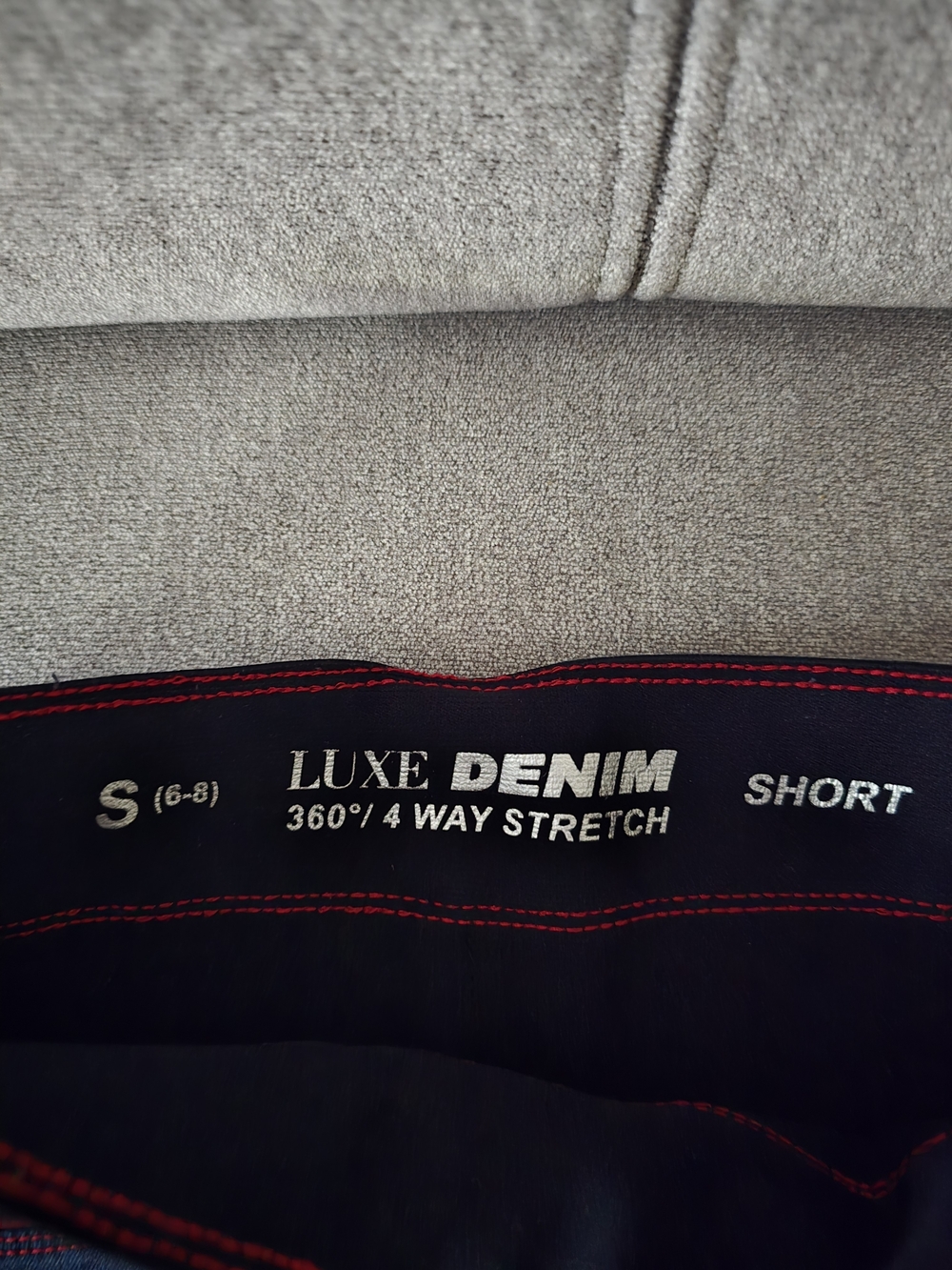 Luxe Denim Short - Black with Red Stitching